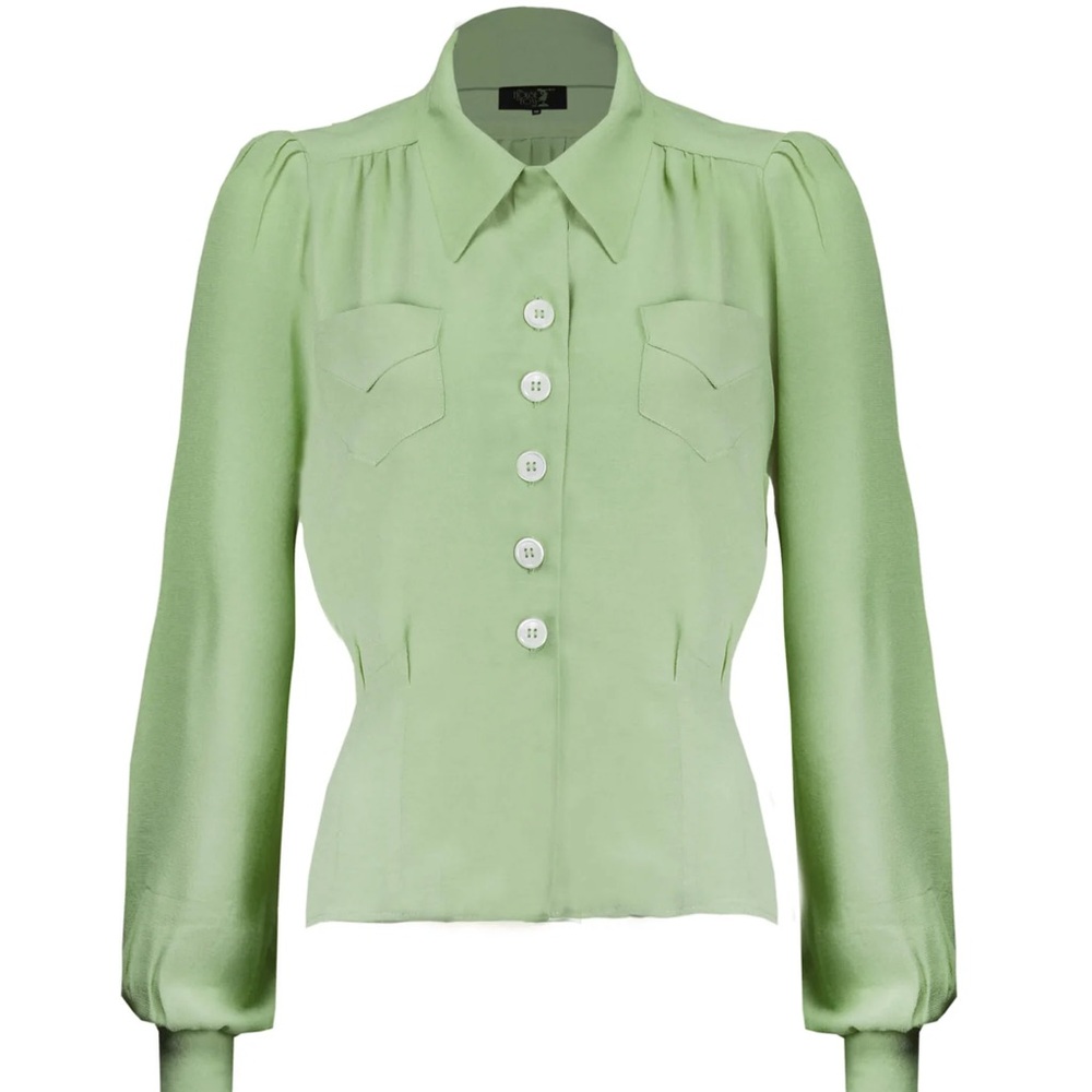 House of Foxy Pistachio 40’s Sweetheart Blouse